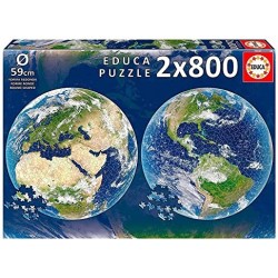 Educa Round Planeta Tierra. 2 Puzzles Redondos de 800 Piezas. Ref. 19039
